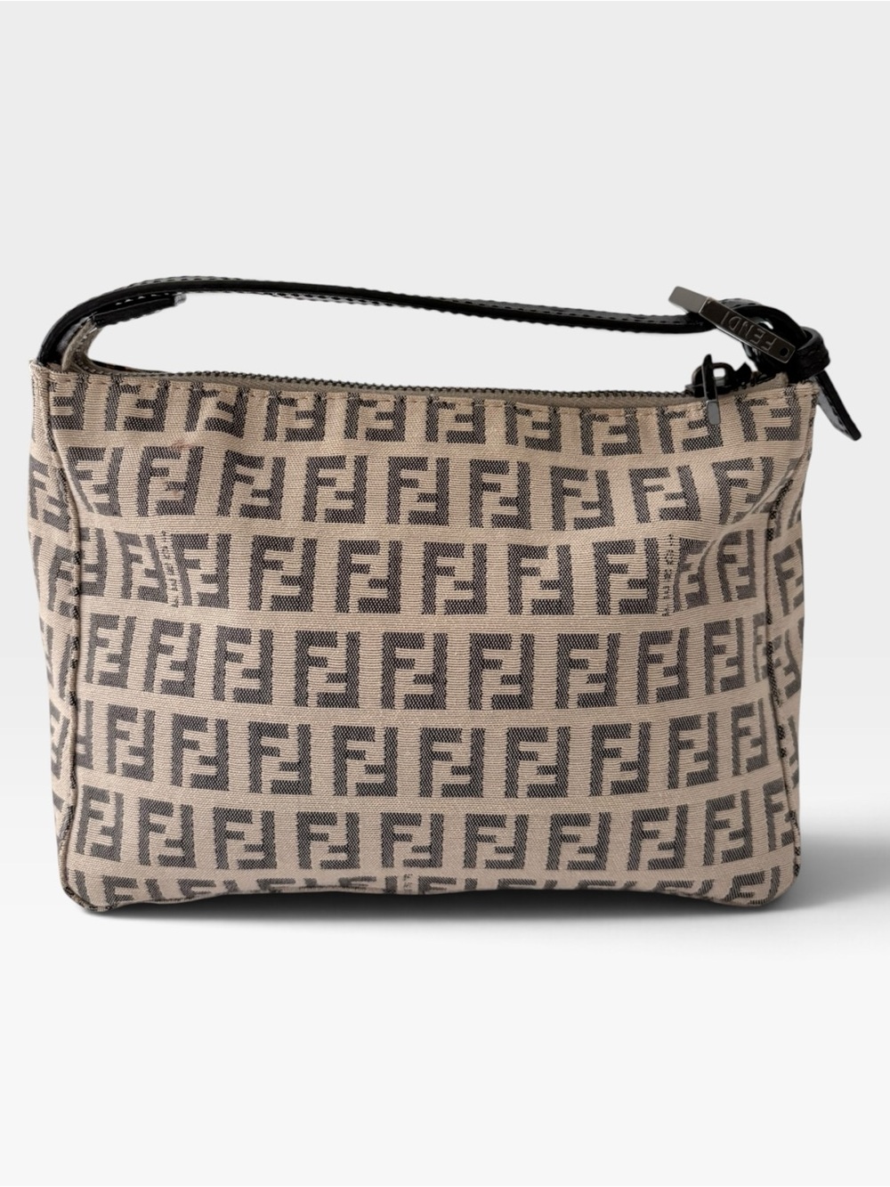 Fendi Vintage Zucchino Mini Pochette Tobacco Moro FF Canvas Y2K Shoulder Bag